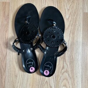 Jack Rogers Geórgica Jelly Flip Flop Sandals Black‎